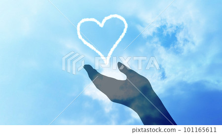 向上的手剪影和心臟 illustration_wide 向上的手剪影和心臟 illustration_wide 101165611