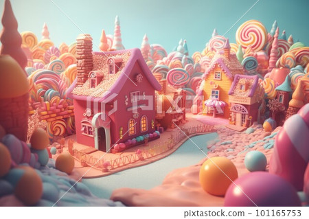 Fantasy cute candy village. Colorful house. Generate Ai Fantasy cute candy village. Colorful house. Generate Ai 101165753
