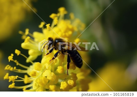 Bee collect nectar in sunny day. Fly honeybee. Generate Ai Bee collect nectar in sunny day. Fly honeybee. Generate Ai 101165819