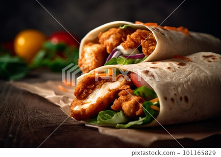 Delicious wrap chicken. Dish meal. Generate Ai 101165829