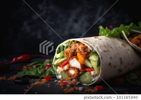 Wrap chicken fastfood. Salad roll. Generate Ai Wrap chicken fastfood. Salad roll. Generate Ai 101165840