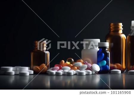 Pills drug bottles. Medical health. Generate Ai 101165908