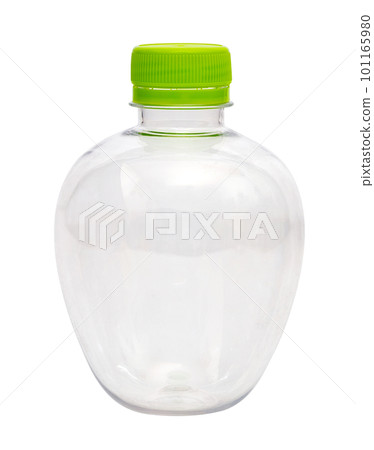 Empty plastic bottle with green cap isolated 101165980