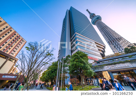 Japan's Tokyo cityscape Overlooking Oshiage Station and Tokyo Sky Tree 101166250