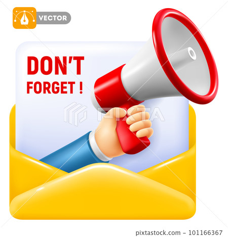 Hand With Megaphone Coming Out From Envelope 3d Illustration Hand With Megaphone Coming Out From Envelope 3d Illustration 101166367