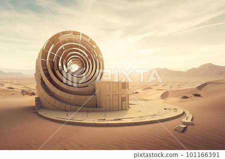 Golden ratio structure in desert. Nature spiral. Generate Ai 101166391
