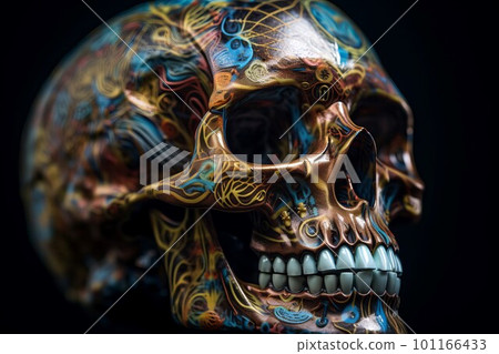 Biomechancial skull detailed. Monster horror. Generate Ai 101166433
