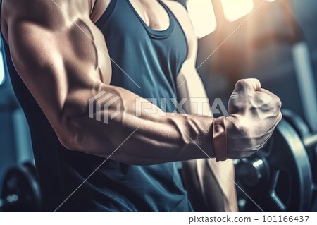 Strong biceps gym. Muscle arm. Generate Ai 101166437