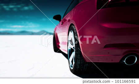 Close up detail of sport car in salt desert Close up detail of sport car in salt desert 101166591