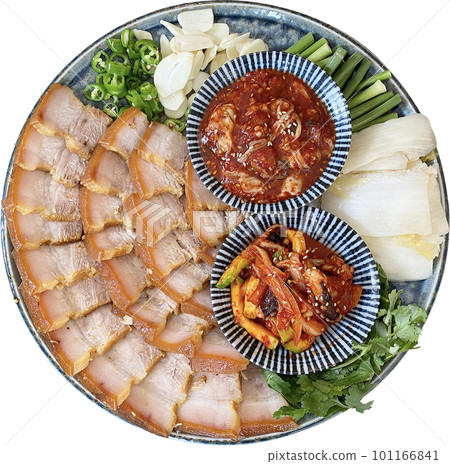Boiled Pork Slices,  suyuk, with vegetables 101166841