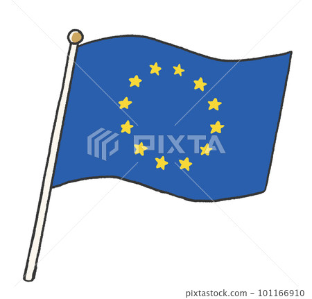 歐盟旗幟的插圖，看起來像是孩子手寫的 101166910