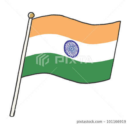 一個孩子手寫的印度國旗插圖 101166919