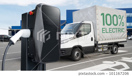 Electric truck with charging station. Concept Electric truck with charging station. Concept 101167206