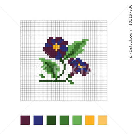 Cross stitch flower. Floral embroidery 101167536