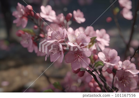 Cherry blossom tree branch. Spring Japan sakura. Generate Ai Cherry blossom tree branch. Spring Japan sakura. Generate Ai 101167556