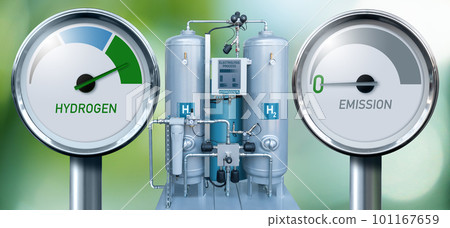 Hydrogen pipe with gauge. 101167659