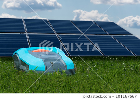 Lawnmower robot solar panels Lawnmower robot solar panels 101167667