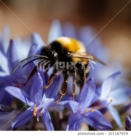 bumblebee on a flower, close-up 101167939