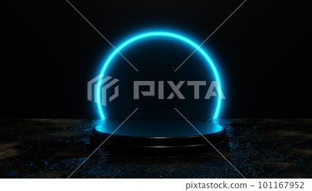 black cyclinder with cicle light blue light mock up 101167952