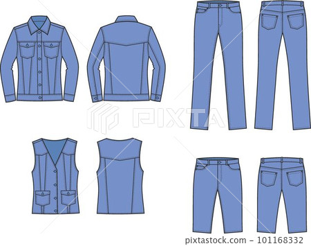 Womans jean jacket clothes. Front and back. Womans jean jacket clothes. Front and back. 101168332