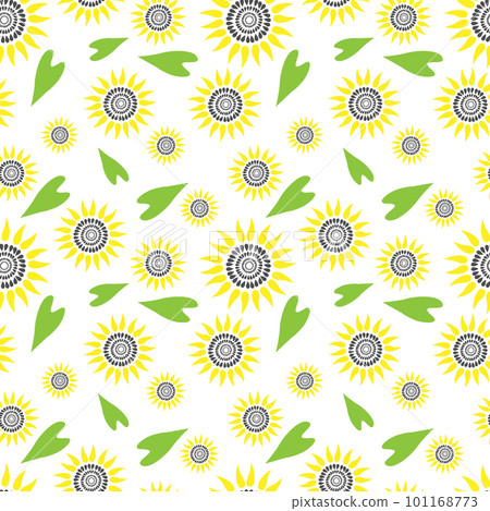 pattern of stylized sunflower and leaves 101168773