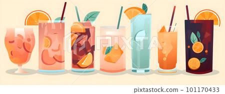 Non alcoholic summer cocktail drinks, mocktails 101170433