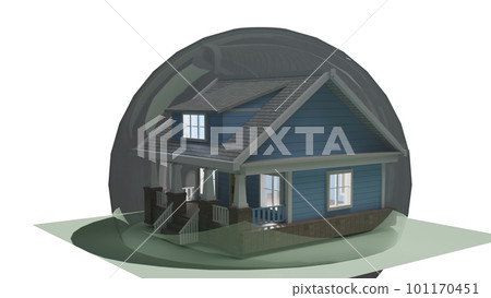 3d model of a 2-storey cottage under a dome on a transparent background. alpha channel. 3d model of a 2-storey cottage under a dome on a transparent background. alpha channel. 101170451