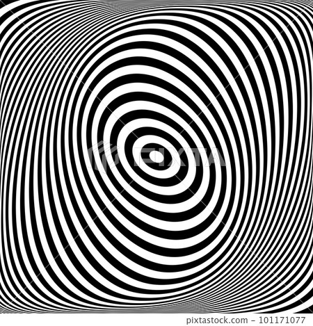 Twisting Whirl Motion and 3D Illusion in Abstract Op Art Striped Lines Pattern. Vector Illustration. 101171077