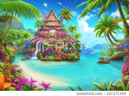 The Garden of Eden. Plants and nature in a heavenly place. A view of paradise. Created with generative AI tools The Garden of Eden. Plants and nature in a heavenly place. A view of paradise. Created with generative AI tools 101171169