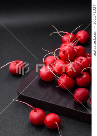 Delicious fresh raw red radish for making healthy salad Delicious fresh raw red radish for making healthy salad 101171327