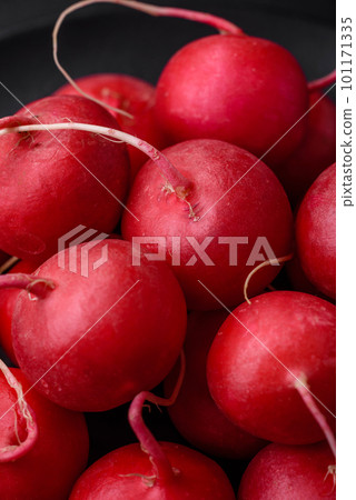 Delicious fresh raw red radish for making healthy salad Delicious fresh raw red radish for making healthy salad 101171335