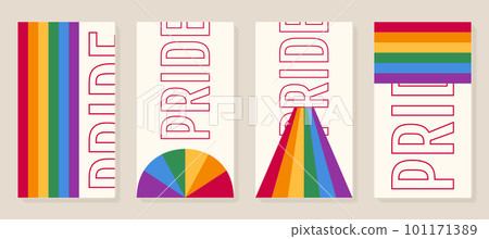 Set of pride month posters with rainbow and Pride. 101171389