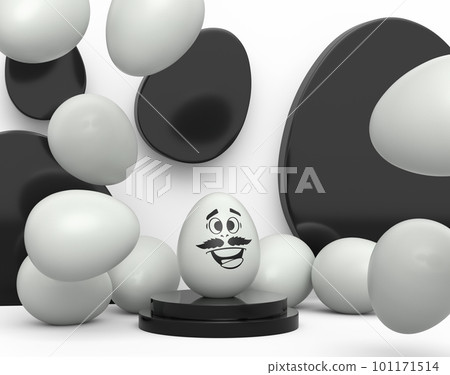 Farm white eggs on podium standing in line on white background Farm white eggs on podium standing in line on white background 101171514