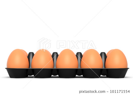 Farm raw organic brown eggs for morning breakfast in plastic tray 101171554