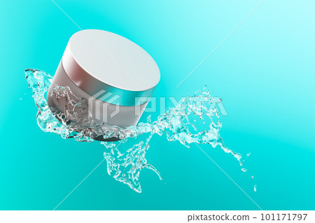 Cosmetic cream jar in water 101171797
