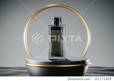 New product on black elegant pedestal. 3d render New product on black elegant pedestal. 3d render 101171800