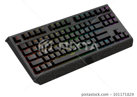 Realistic computer keyboard with black chrome texture isolated on white 101171829
