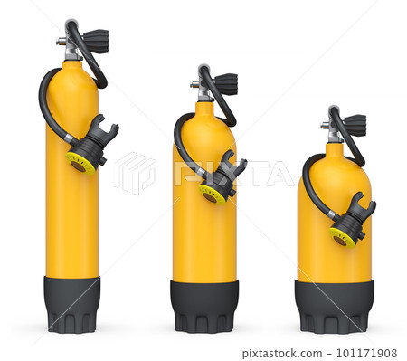 Set of diving tank full oxygen for snorkeling on white background. Set of diving tank full oxygen for snorkeling on white background. 101171908