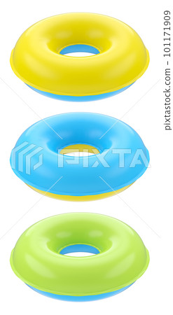 Set of inflatable rings for kids in swimming pool on white background. Set of inflatable rings for kids in swimming pool on white background. 101171909