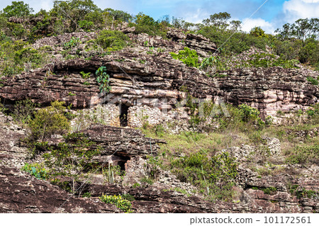 Rocky house ruins on small historic countryside village of Igatu, Chapada Diamantina, Bahia, Brazil. Rocky house ruins on small historic countryside village of Igatu, Chapada Diamantina, Bahia, Brazil. 101172561