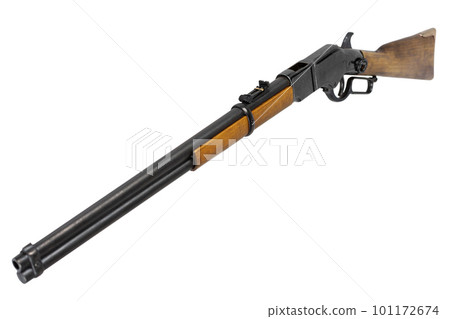 Wild west period Winchester lever-action repeating rifle 101172674