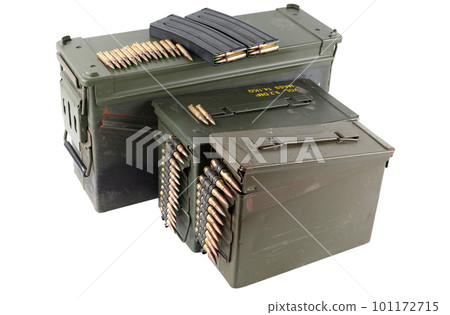 Ammunition belt with cartridges on ammunition boxes Ammunition belt with cartridges on ammunition boxes 101172715