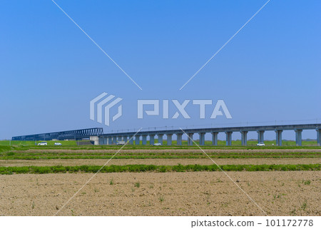 Chiba Prefecture Kashiwa City Funato Tsukuba Express track April 2023 Chiba Prefecture Kashiwa City Funato Tsukuba Express track April 2023 101172778