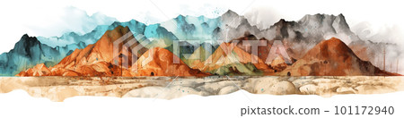 Mountain landscape, watecolor banner illustration, AI generative image Mountain landscape, watecolor banner illustration, AI generative image 101172940