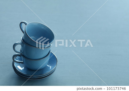 coffee cup on blue table 101173746