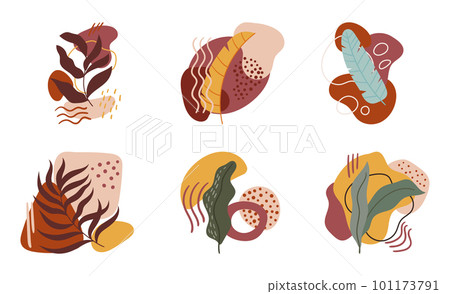Abstract Tropical Leaves Set, Variety Of Vibrant, Exotic Foliage In Bold, Striking Colors For Use In Tropical Designs Abstract Tropical Leaves Set, Variety Of Vibrant, Exotic Foliage In Bold, Striking Colors For Use In Tropical Designs 101173791
