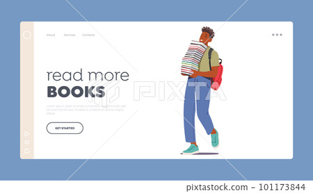 Read More Books Landing Page Template. Concept of Education, Back-to-school Or College Studying with Student Character Read More Books Landing Page Template. Concept of Education, Back-to-school Or College Studying with Student Character 101173844
