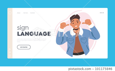 Sign Language Landing Page Template. Confident Man Pointing Towards Himself With Beaming Smile On Face Sign Language Landing Page Template. Confident Man Pointing Towards Himself With Beaming Smile On Face 101173846