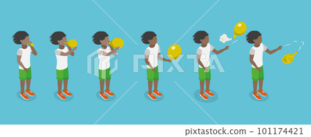 3D Isometric Flat Vector Conceptual Illustration of Balloon Inflation 101174421