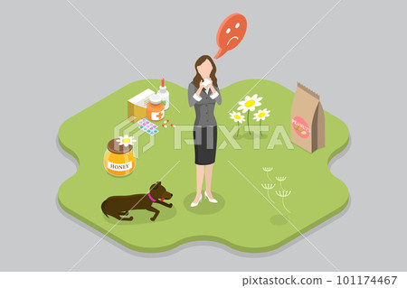 3D Isometric Flat Vector Conceptual Illustration of Seasonal Allergy 101174467